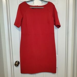Talbots Scoop Neckline Shift Dress Short Sleeves Business Career Red 10